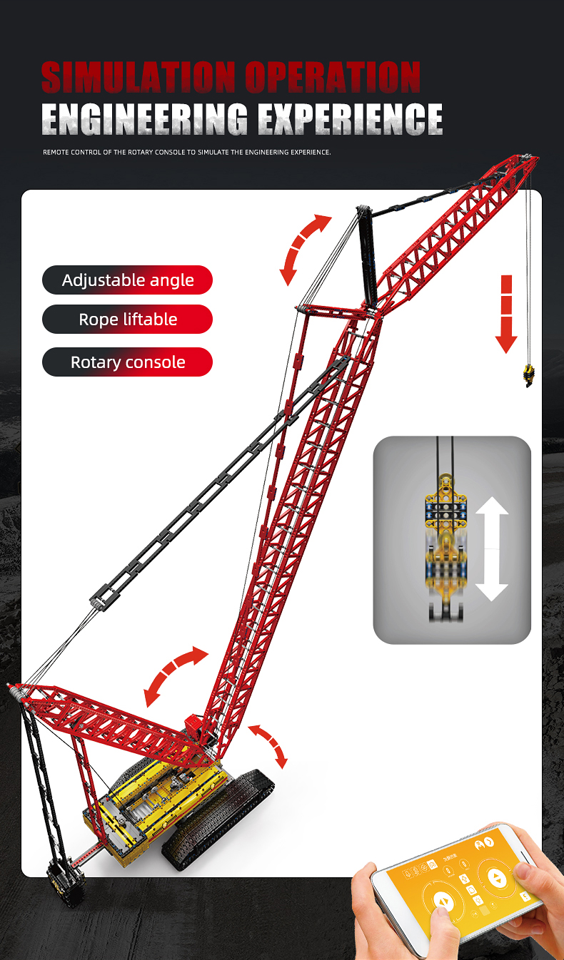 MOULDKING 17015 Science and Technology Engineering Series Crawler Crane Building Blocks Toy Set