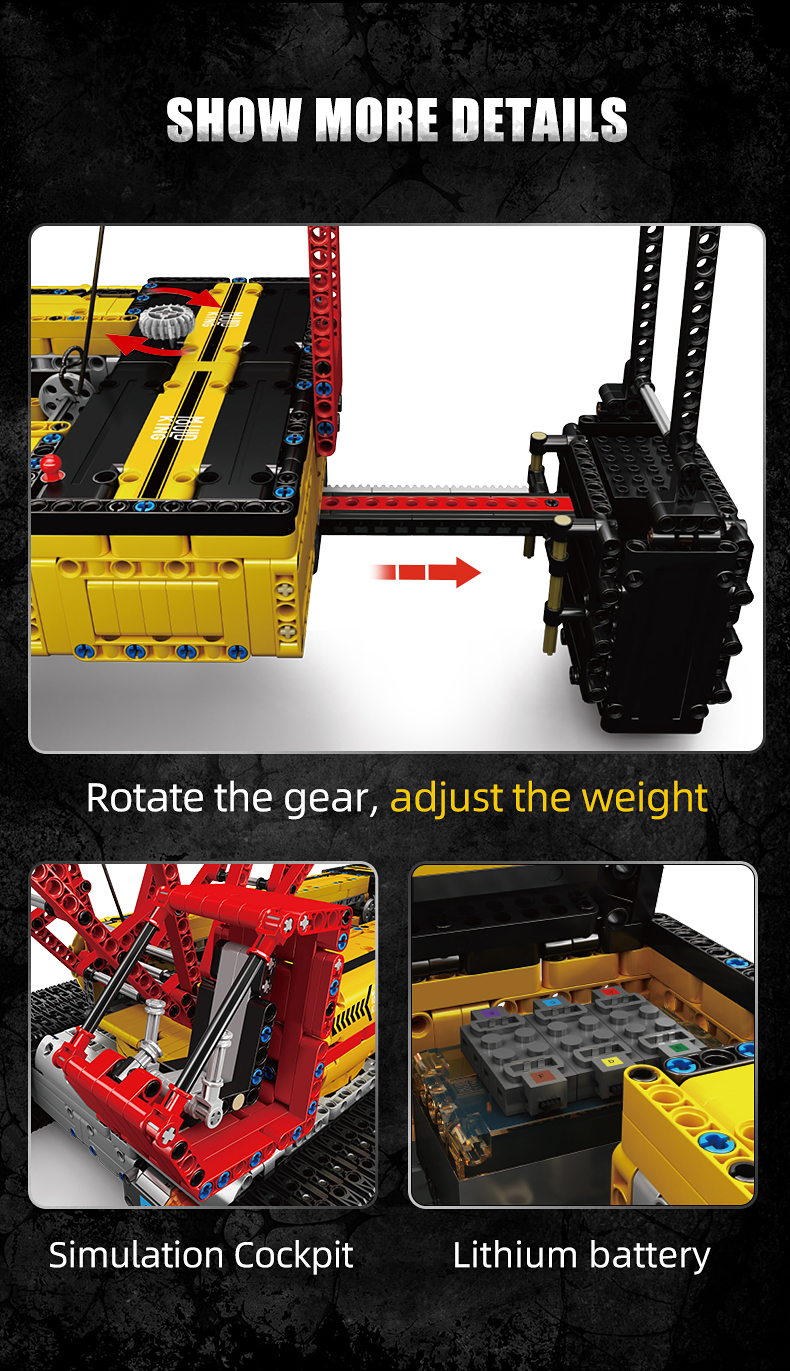 MOULDKING 17015 Science and Technology Engineering Series Crawler Crane Building Blocks Toy Set