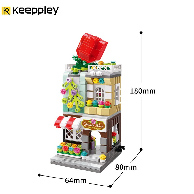 Keeppley House C0104 Red Rose Florist QMAN Building Blocks Toy Set