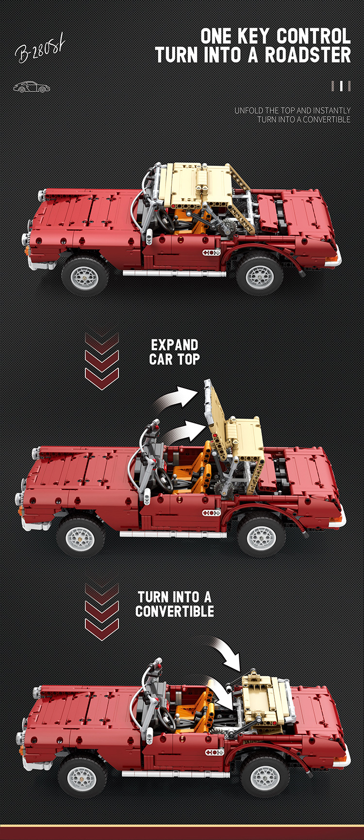 REOBRIX 11005 Mercedes-Benz 280SL Auto Technology Series Bausteine Spielzeugset