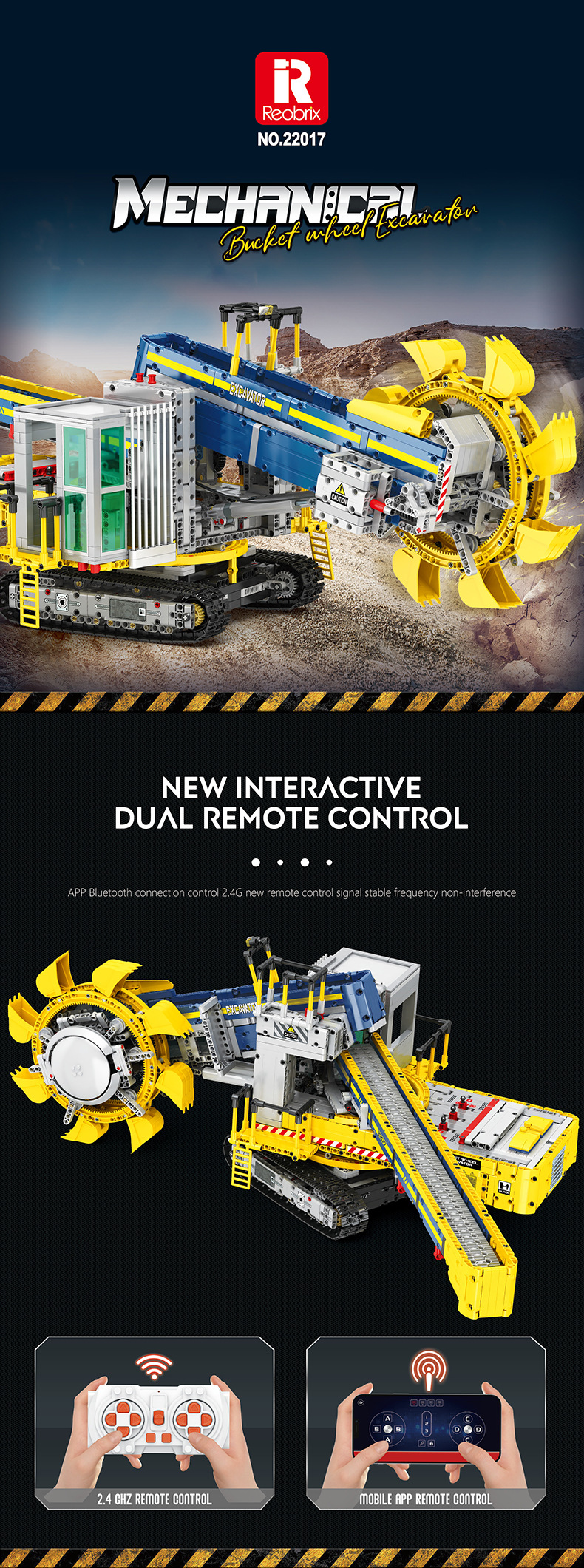 Reobrix 22017 Bucket Wheel Excavator Building Blocks Toy Set