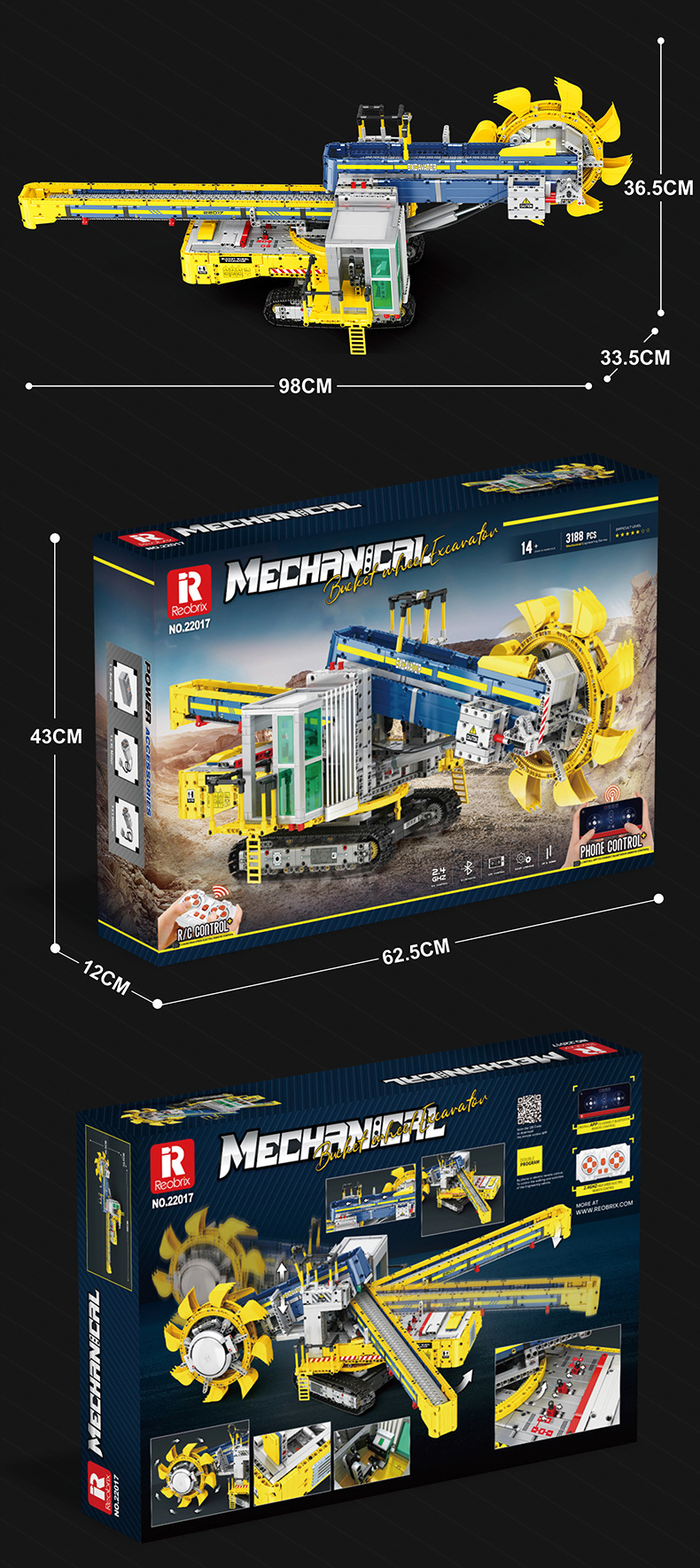 Reobrix 22017 Bucket Wheel Excavator Building Blocks Toy Set