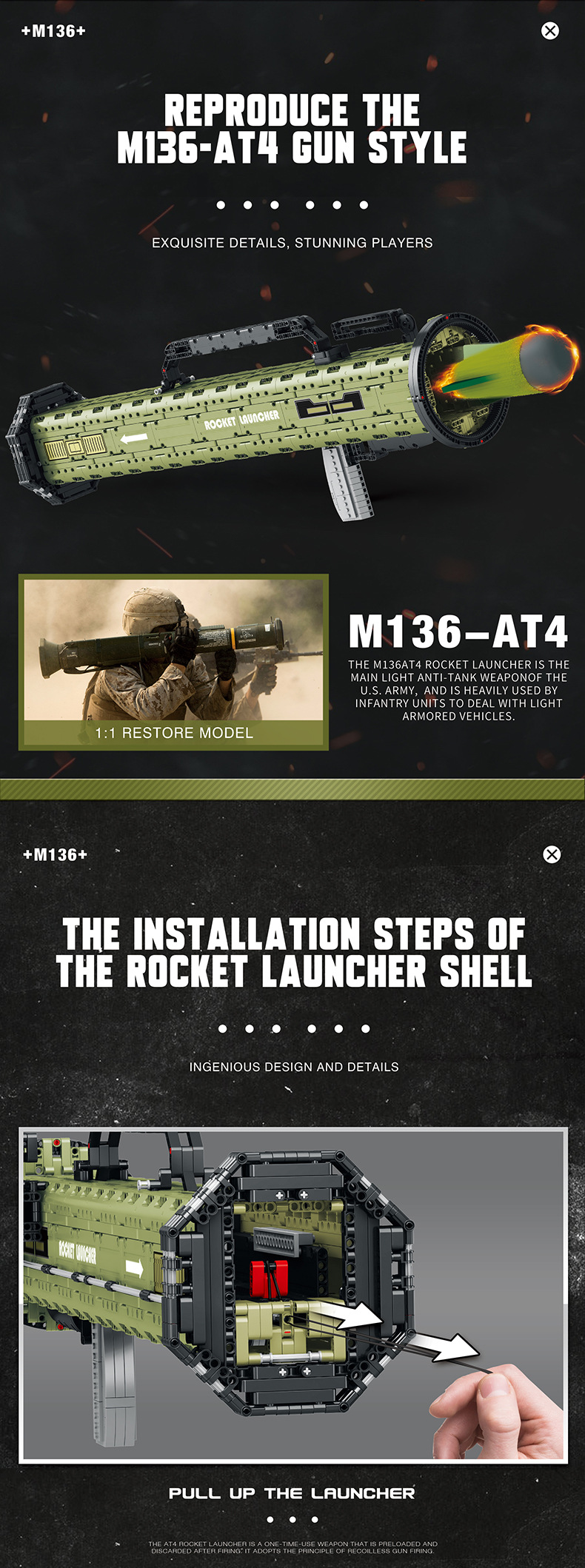 REOBRIX 77027 Bazooka Serie Militar Juego de Juguetes de Bloques de Construcción
