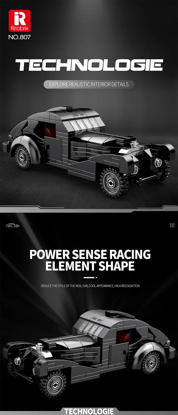 Reobrix 807 Bugatti Atlantic Building Blocks Toy Set