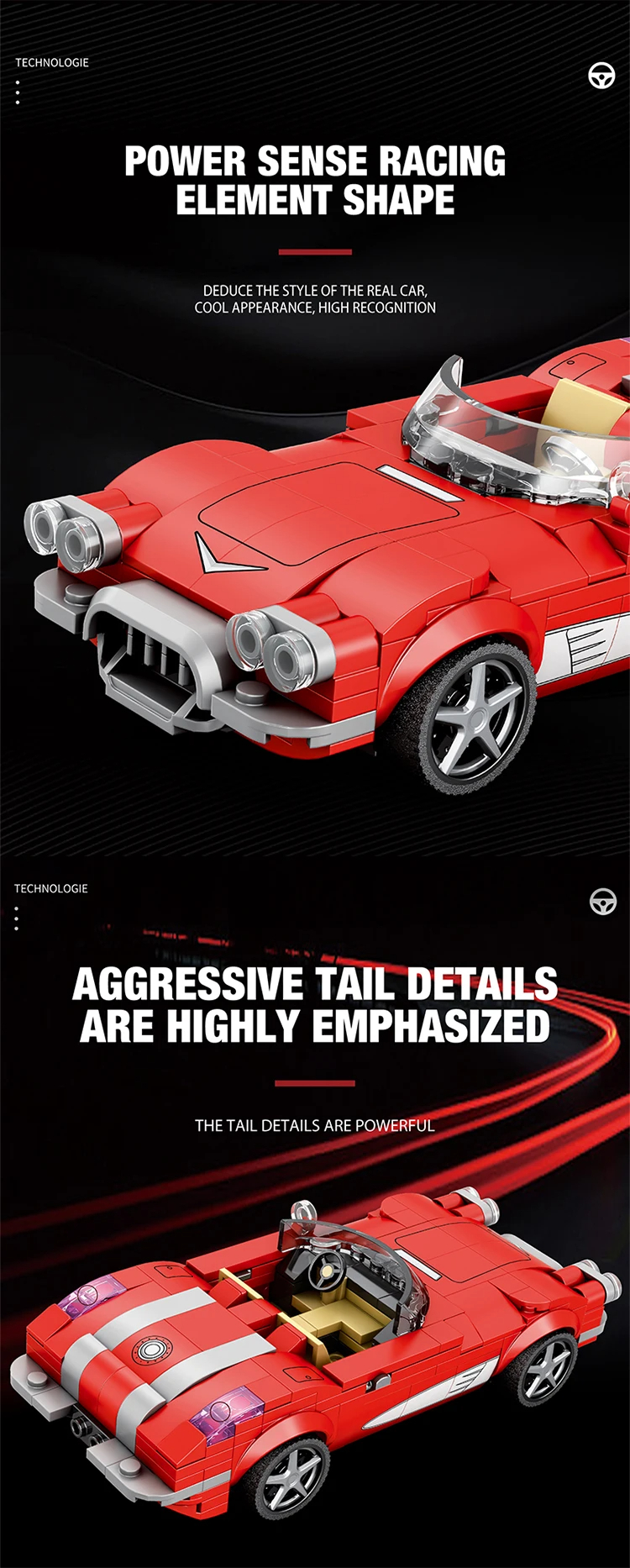 Reobrix 808 Chevrolet Corvette C1 Building Blocks Toy Set