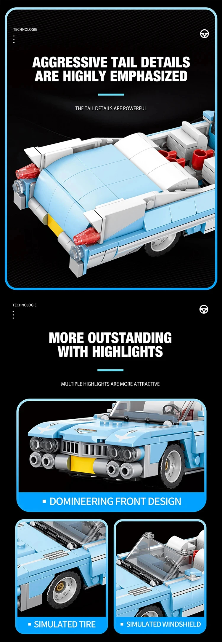 Juego de bloques de construcción Reobrix 809 Cadillac Eldorado