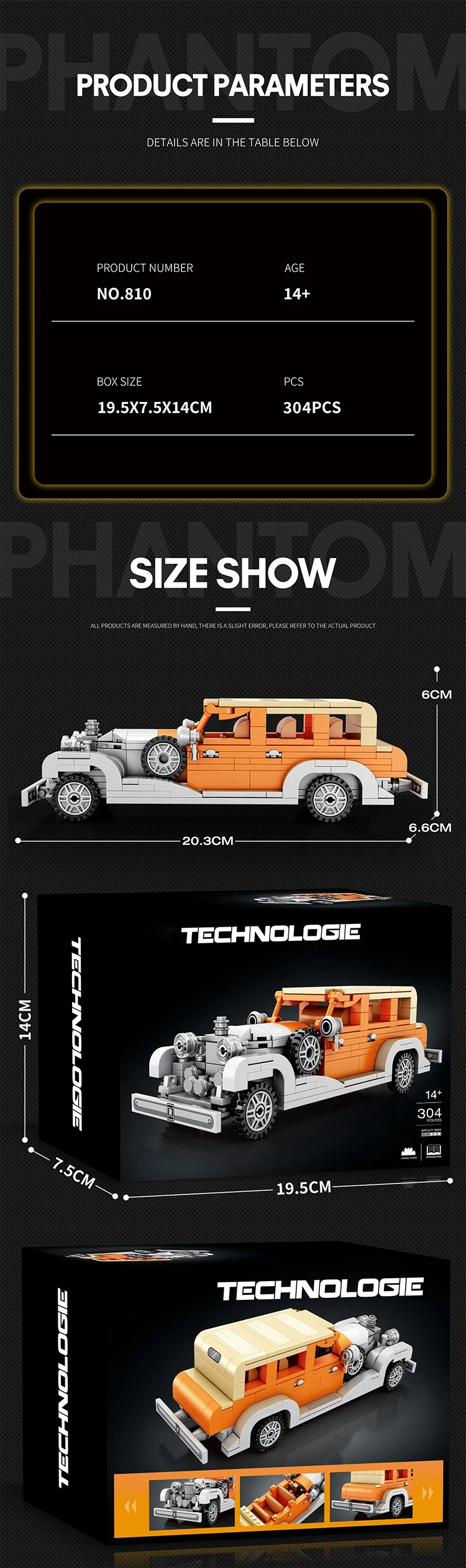 Juego de bloques de construcción Reobrix 810 Rolls-Royce Phantom II