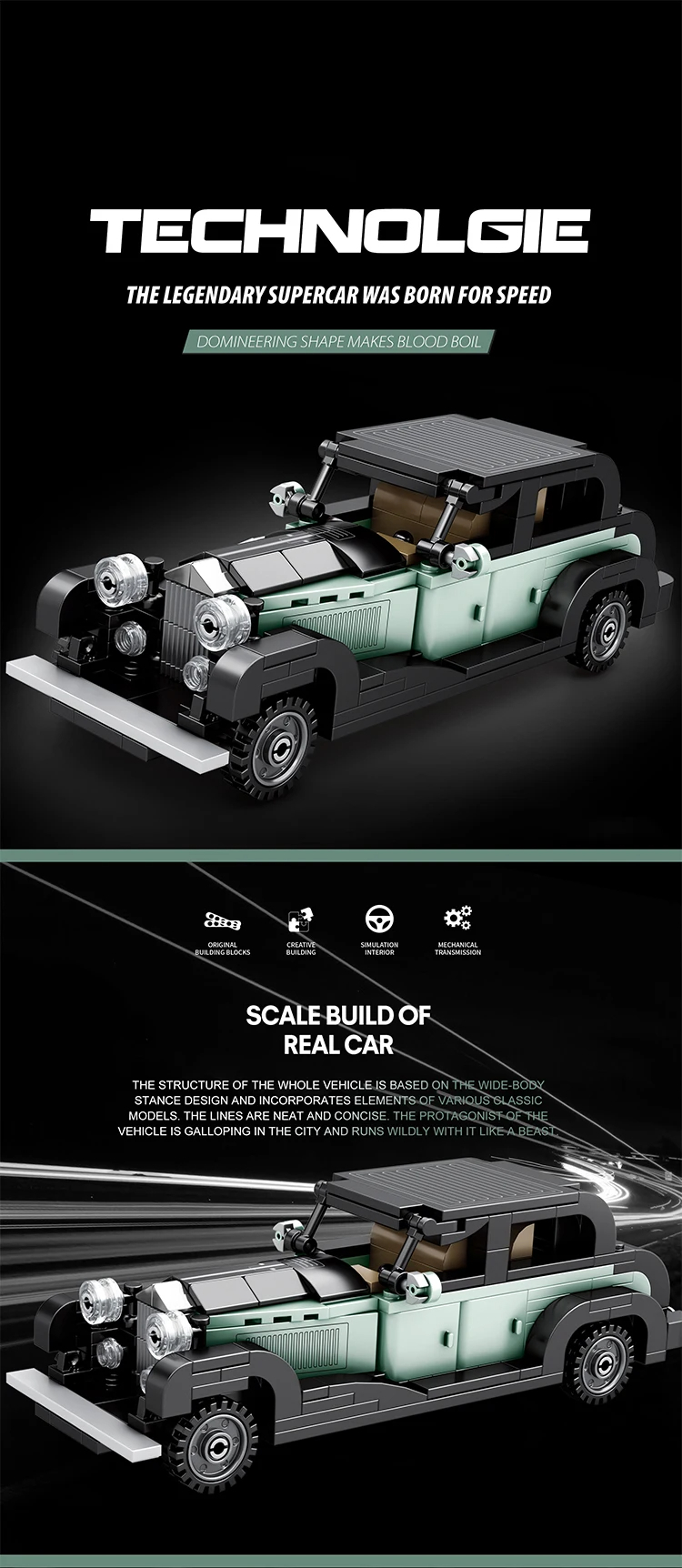 Reobrix 811 Bentley 8 Litre Building Blocks Toy Set