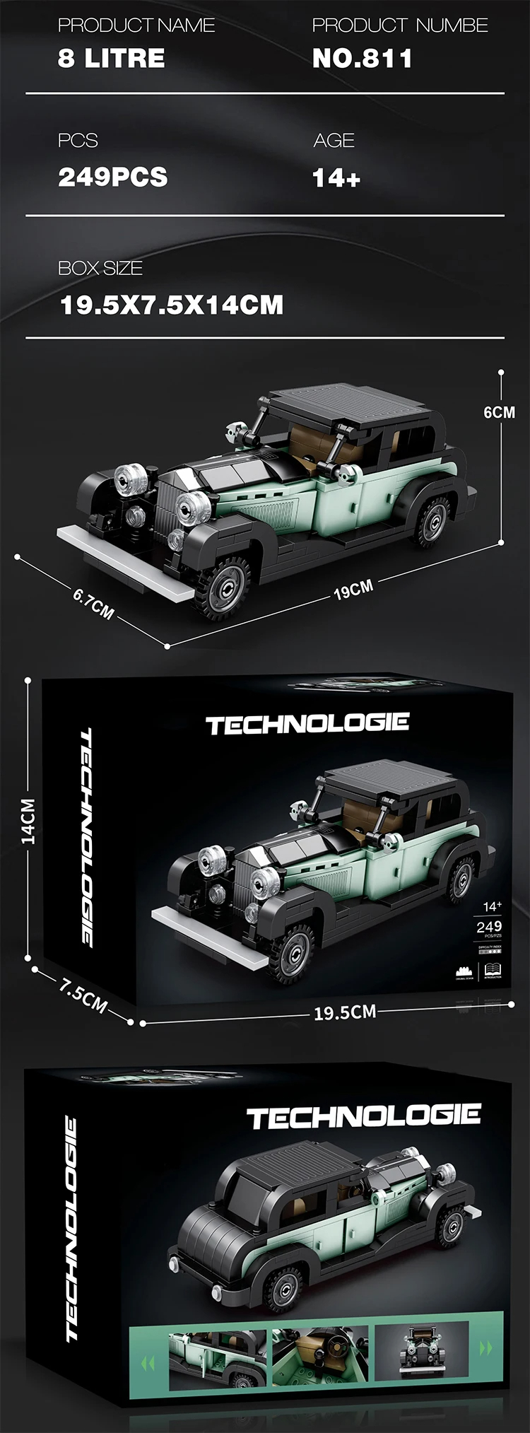 Reobrix 811 Bentley 8 Litre Building Blocks Toy Set
