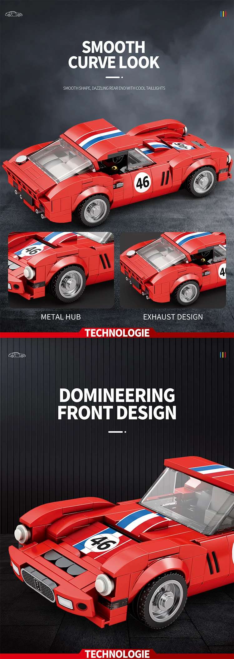 Reobrix 813 Ferrari 250 GTO Building Blocks Toy Set