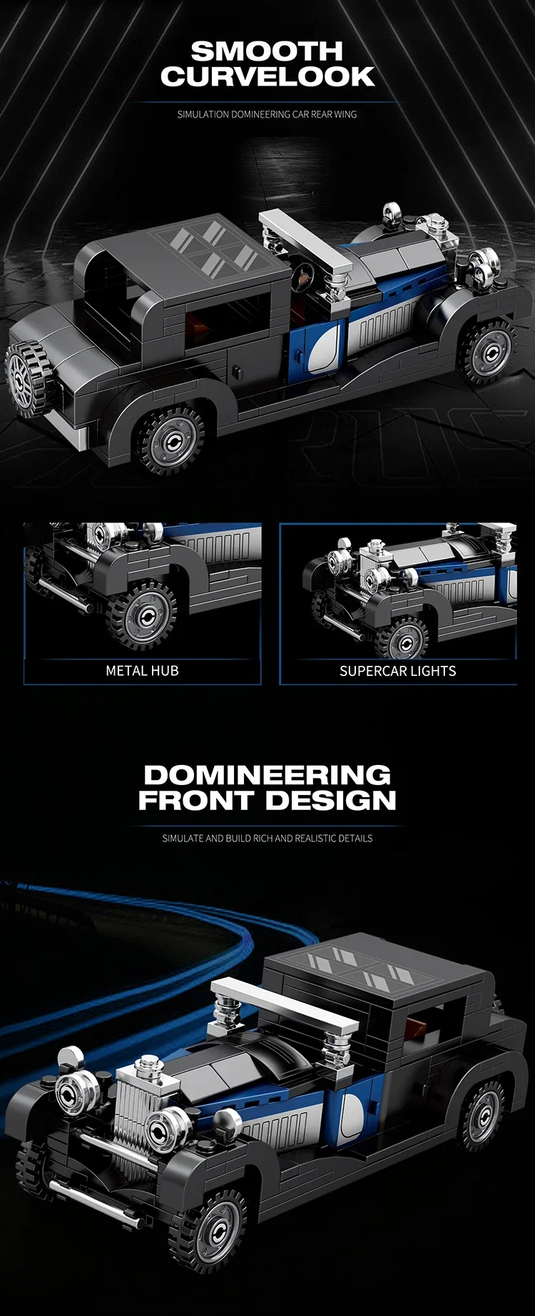 Juego de bloques de construcción Reobrix 814 Bugatti Type 41 Royale