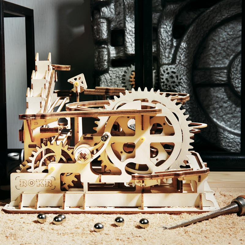 ROKR 3D Puzzle 4 Arten Marmor Run Spiel Holzbau Spielzeug Kit