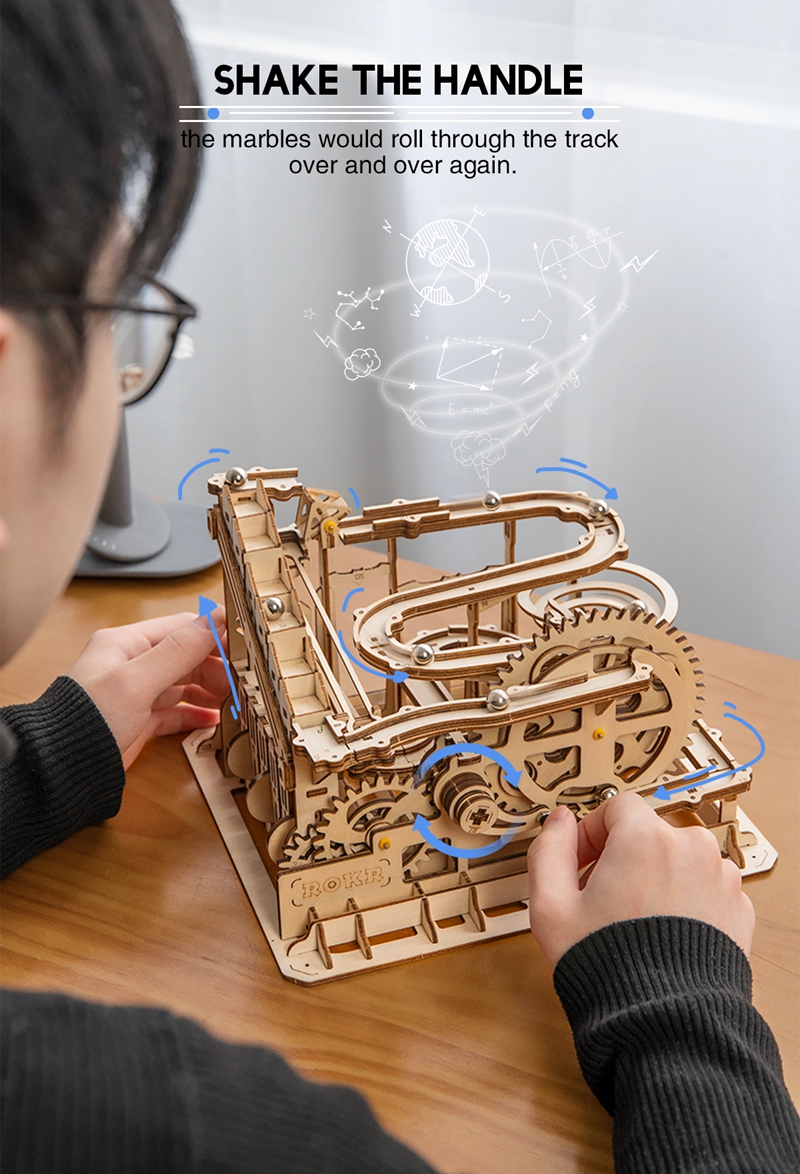 ROKR 3D Puzzle 4 Arten Marmor Run Spiel Holzbau Spielzeug Kit