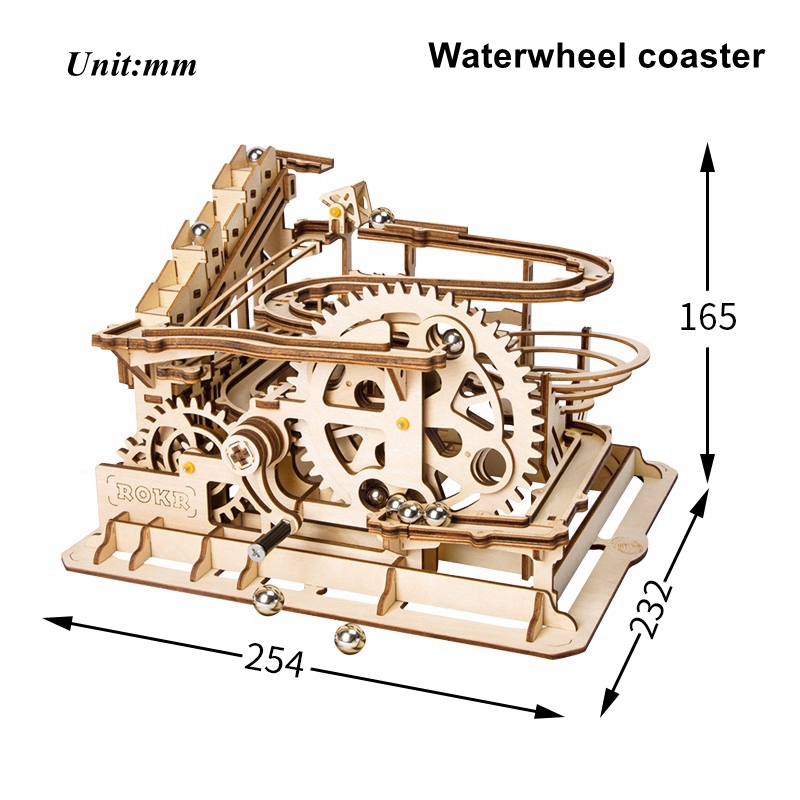 ROKR 3D Puzzle 4 Kinds Marble Run Game Wooden Building Toy Kit