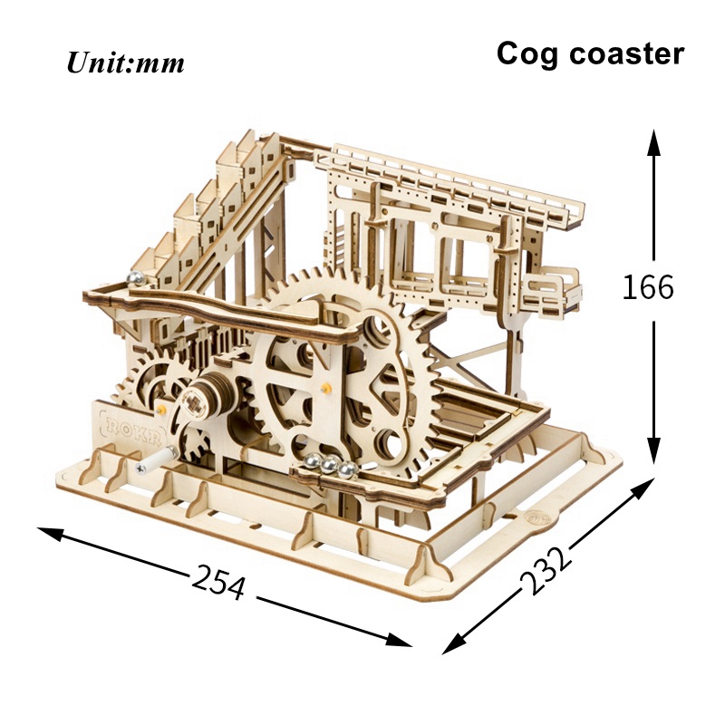 ROKR 3D Puzzle 4 Kinds Marble Run Game Wooden Building Toy Kit