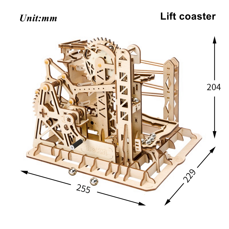 ROKR 3D Puzzle 4 Kinds Marble Run Game Wooden Building Toy Kit