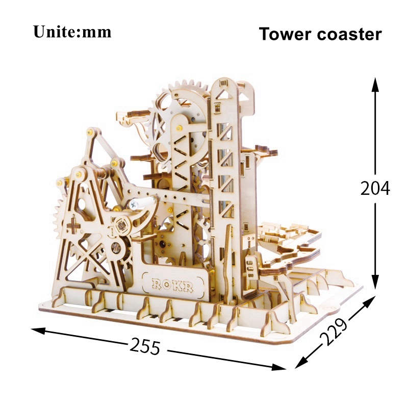 ROKR 3D Puzzle 4 Kinds Marble Run Game Wooden Building Toy Kit