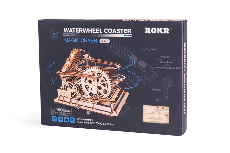 ROKR 3D Puzzle 4 Kinds Marble Run Game Wooden Building Toy Kit
