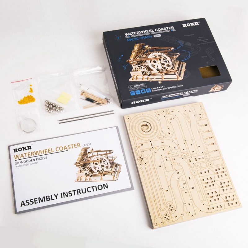 ROKR 3D Puzzle 4 Arten Marmor Run Spiel Holzbau Spielzeug Kit