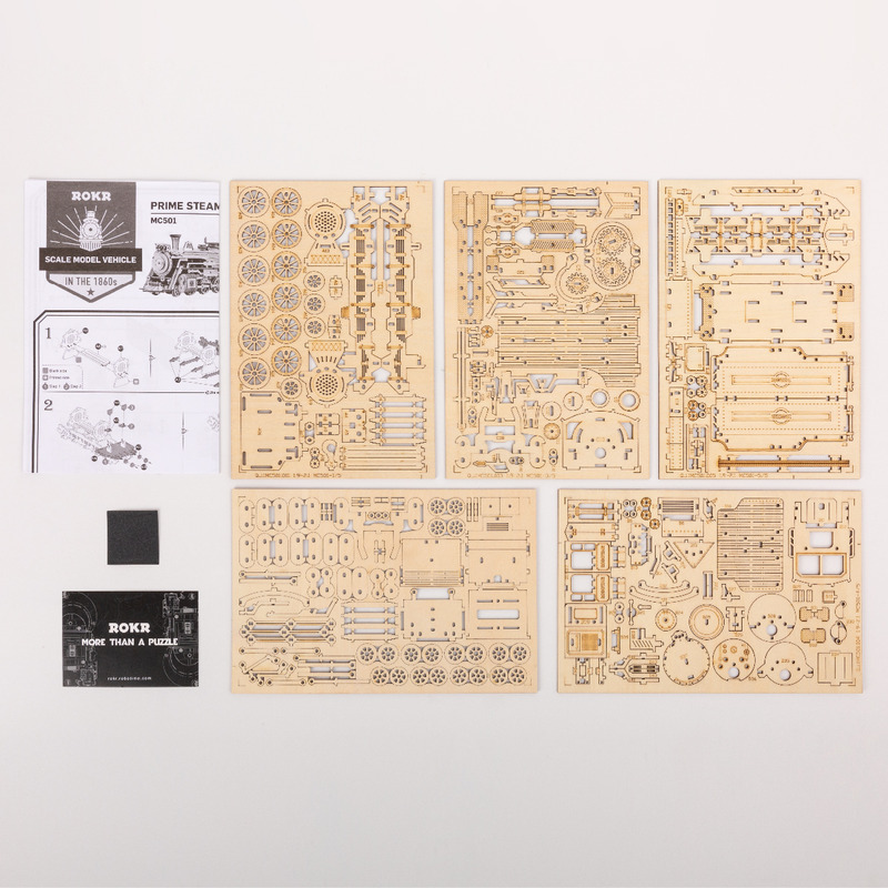 Puzzle 3D - Maquette en bois Locomotive mécanique - ROKR