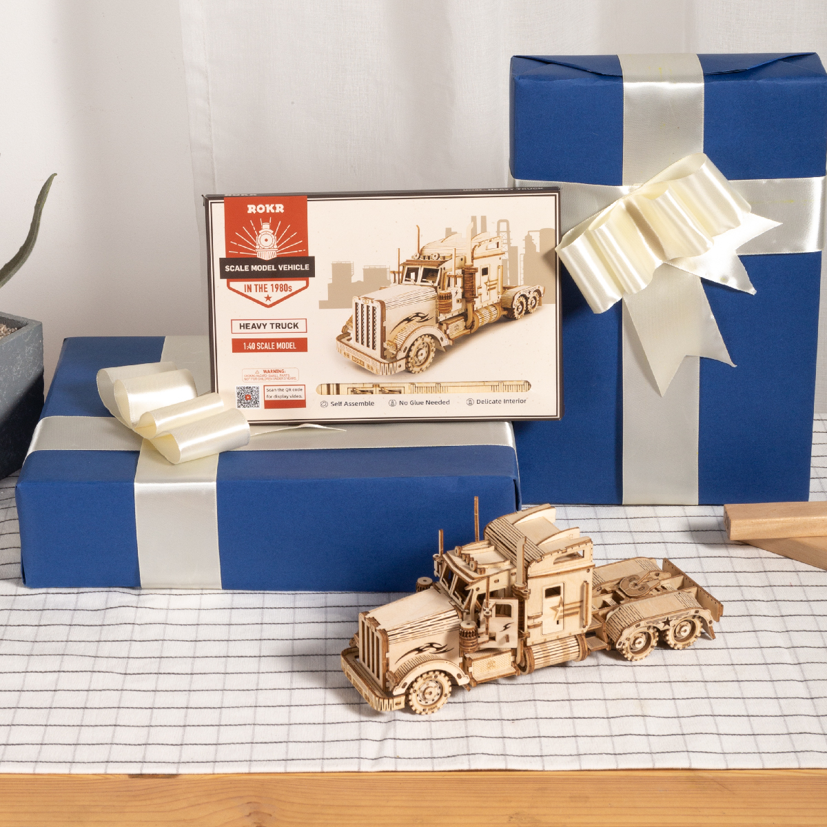 ROKR 3D Puzzle America Heavy Truck Wooden Building Toy Kit