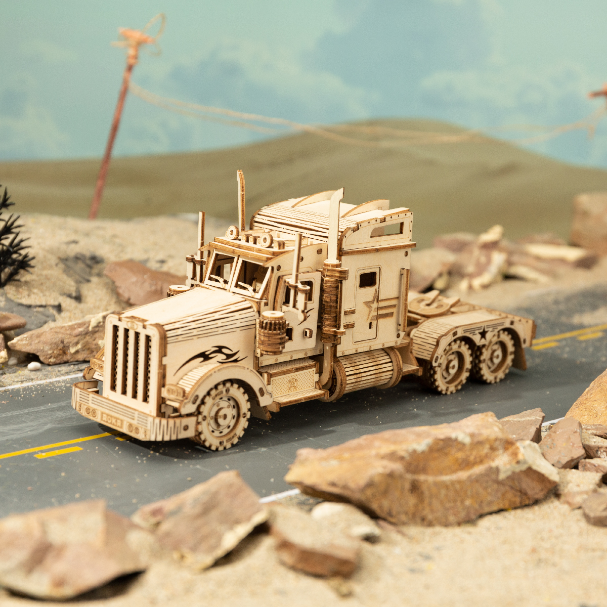 ROKR 3D Puzzle America Heavy Truck Wooden Building Toy Kit