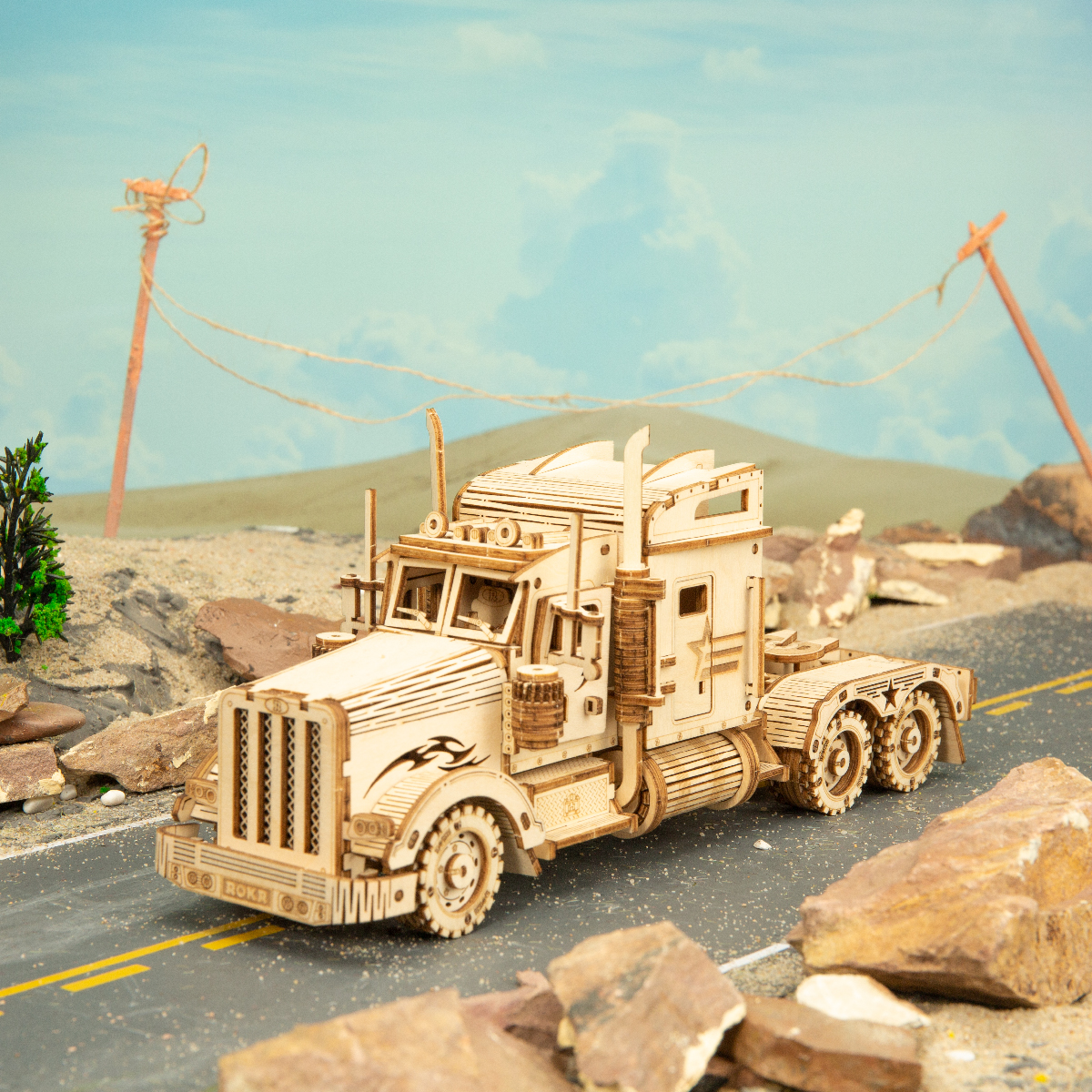 ROKR 3D Puzzle America Heavy Truck Wooden Building Toy Kit