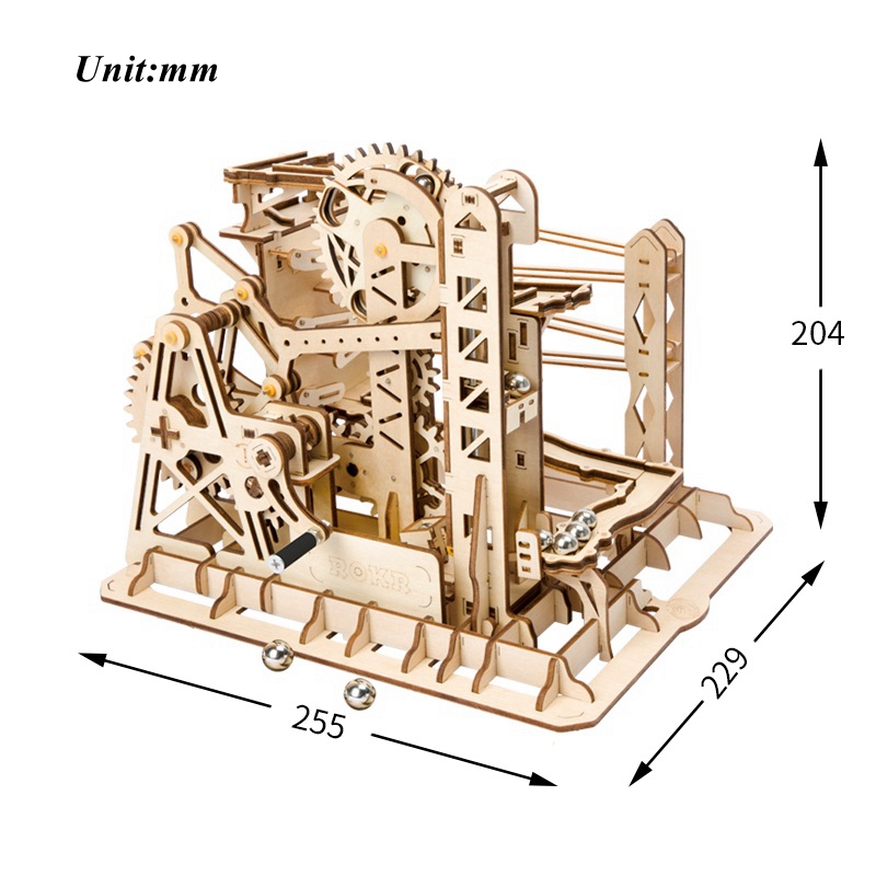 ROKR 3D Puzzle Lift Coaster Magic Creative Marble Run Game Wooden Building Toy Kit