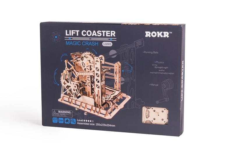 ROKR 3D Puzzle Lift Coaster Magic Creative Marble Run Game Wooden Building Toy Kit