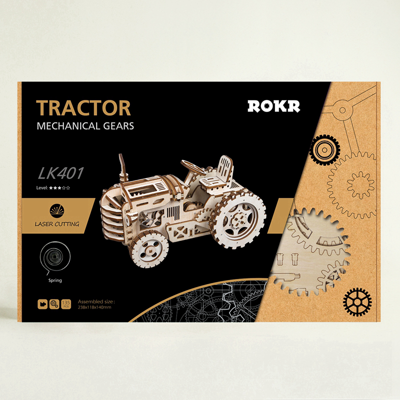 ROKR 3D Puzzle Bewegliche DIY Traktor Holzbau Spielzeug Kit