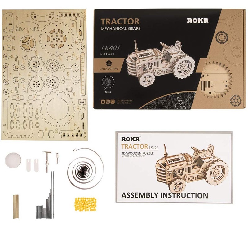 ROKR 3D Puzzle Bewegliche DIY Traktor Holzbau Spielzeug Kit