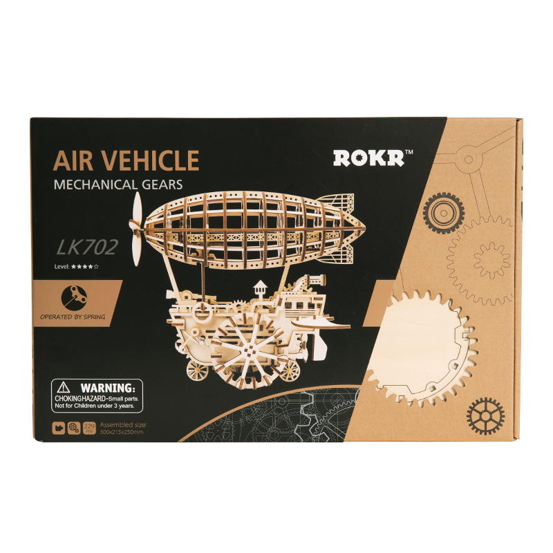 ROKR 3D Puzzle Moveable Airship Wooden Building Toy Kit