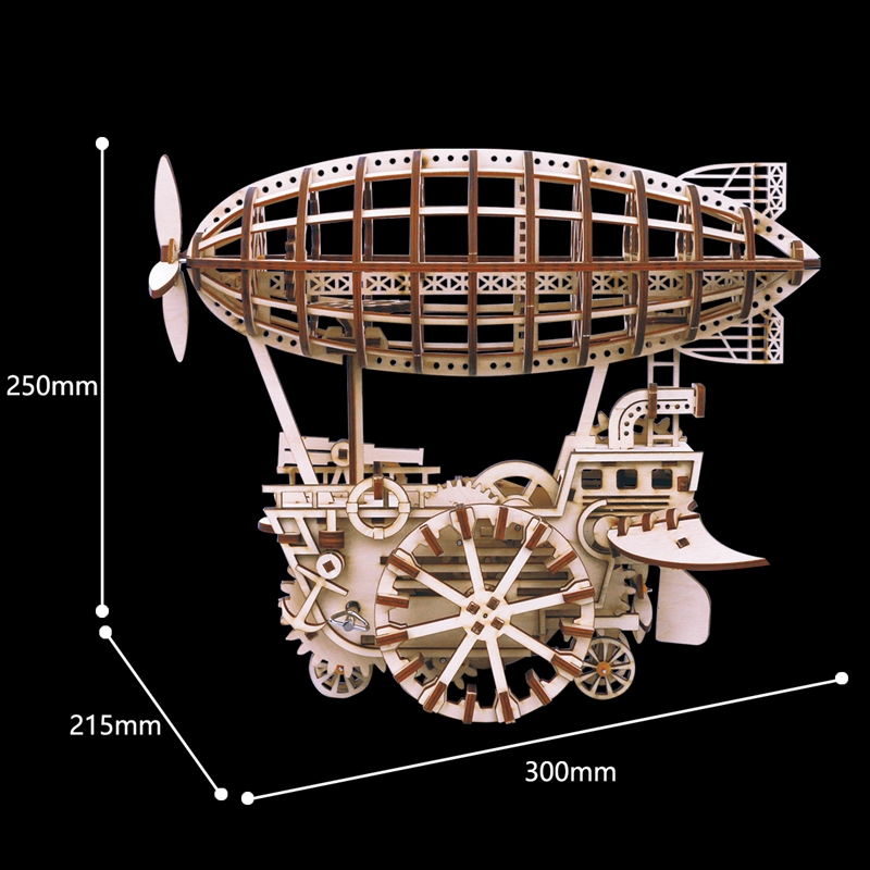 ROKR 3D Puzzle Moveable Airship Wooden Building Toy Kit