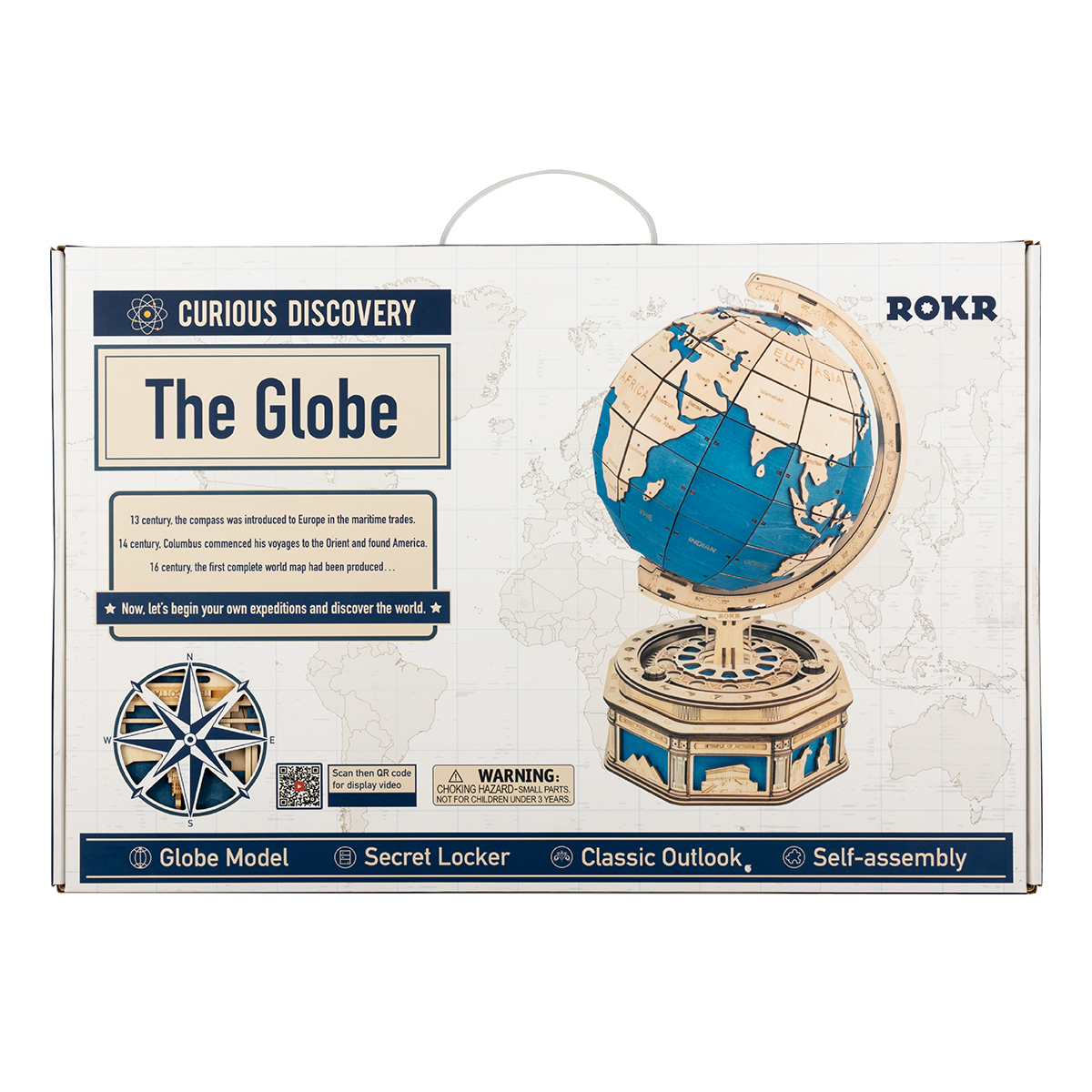 ROKR 3D Puzzle Rotatable 3D Globe Wooden Building Toy Kit