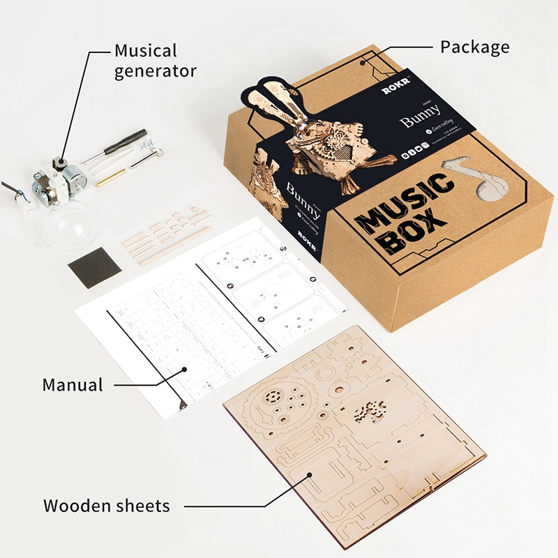 ROKR 3D Puzzle Steampunk Kaninchen Holzbau Spielzeugset