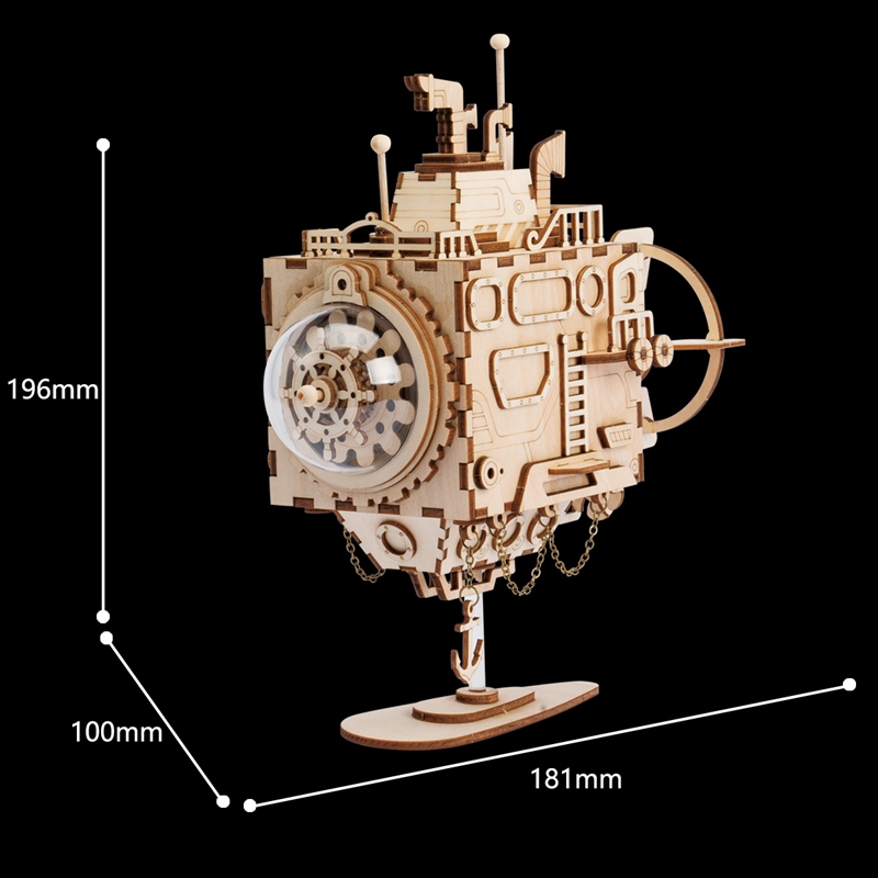 ROKR 3D 퍼즐 Steampunk 잠수함 목조 건물 장난감 키트