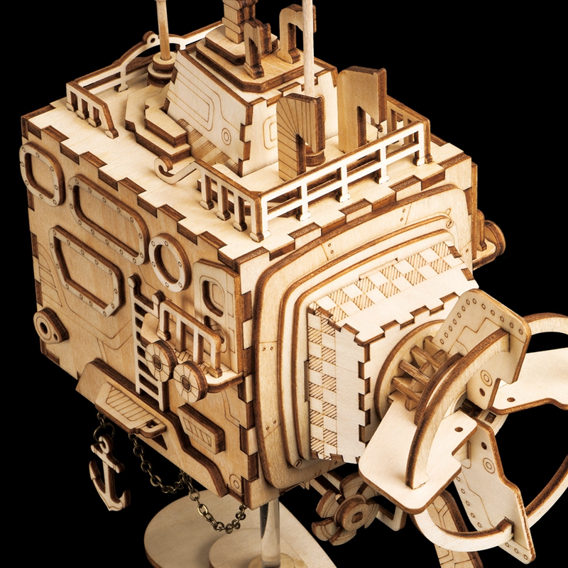 ROKR 3D 퍼즐 Steampunk 잠수함 목조 건물 장난감 키트
