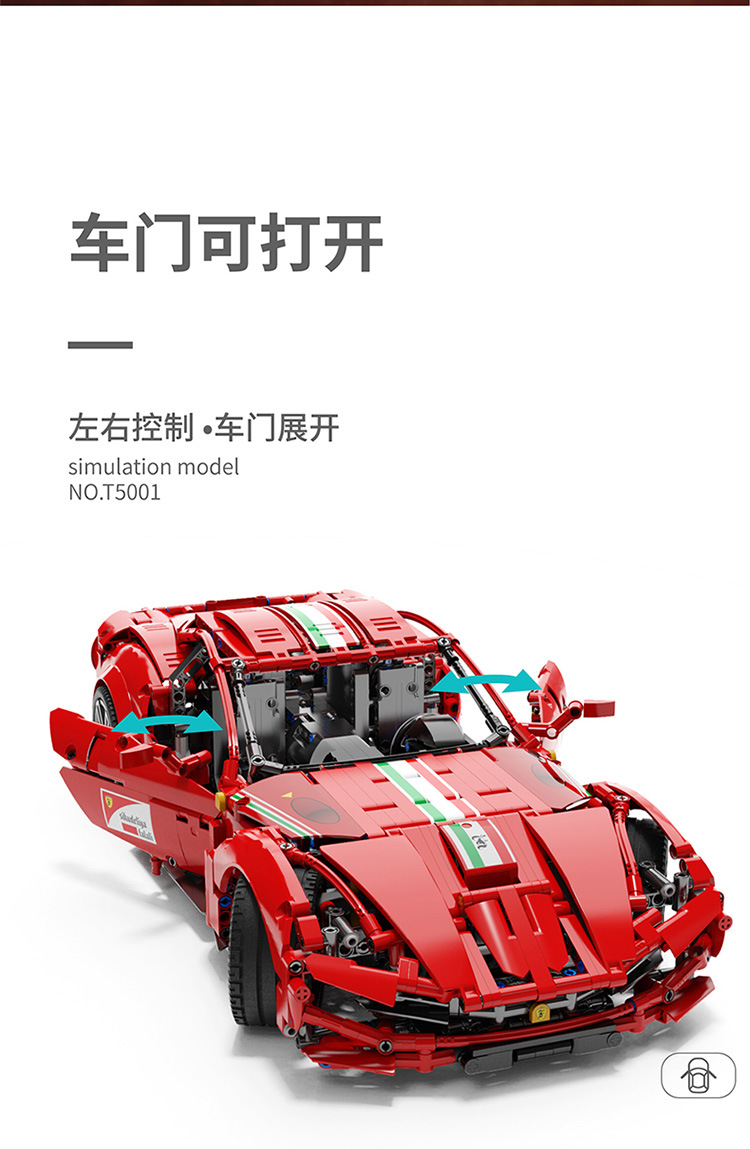 TGL 5001 Tech Machinery Series Red F12 Cool Sports Car Building Blocks Juego de juguetes