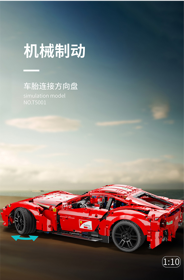 TGL 5001 Tech Machinery Series Red F12 Cool Sports Car Building Blocks Juego de juguetes