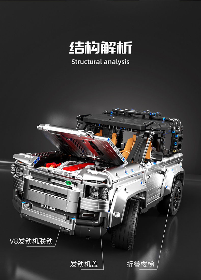 TGL T5034 Land Rover Serie de tecnología de vehículos todoterreno Juego de juguetes de bloques de construcción