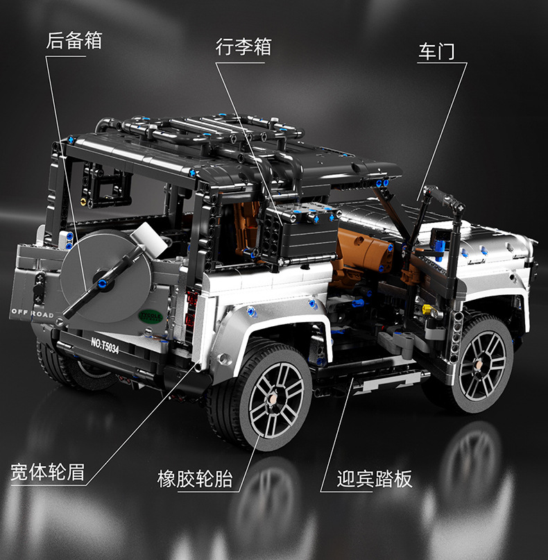 TGL T5034 Land Rover Serie de tecnología de vehículos todoterreno Juego de juguetes de bloques de construcción