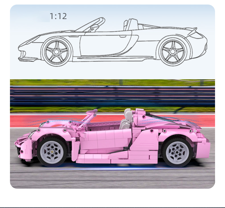 CaDA C61029 Pink Holiday High Tech Famous Racing Building Block Toy Set