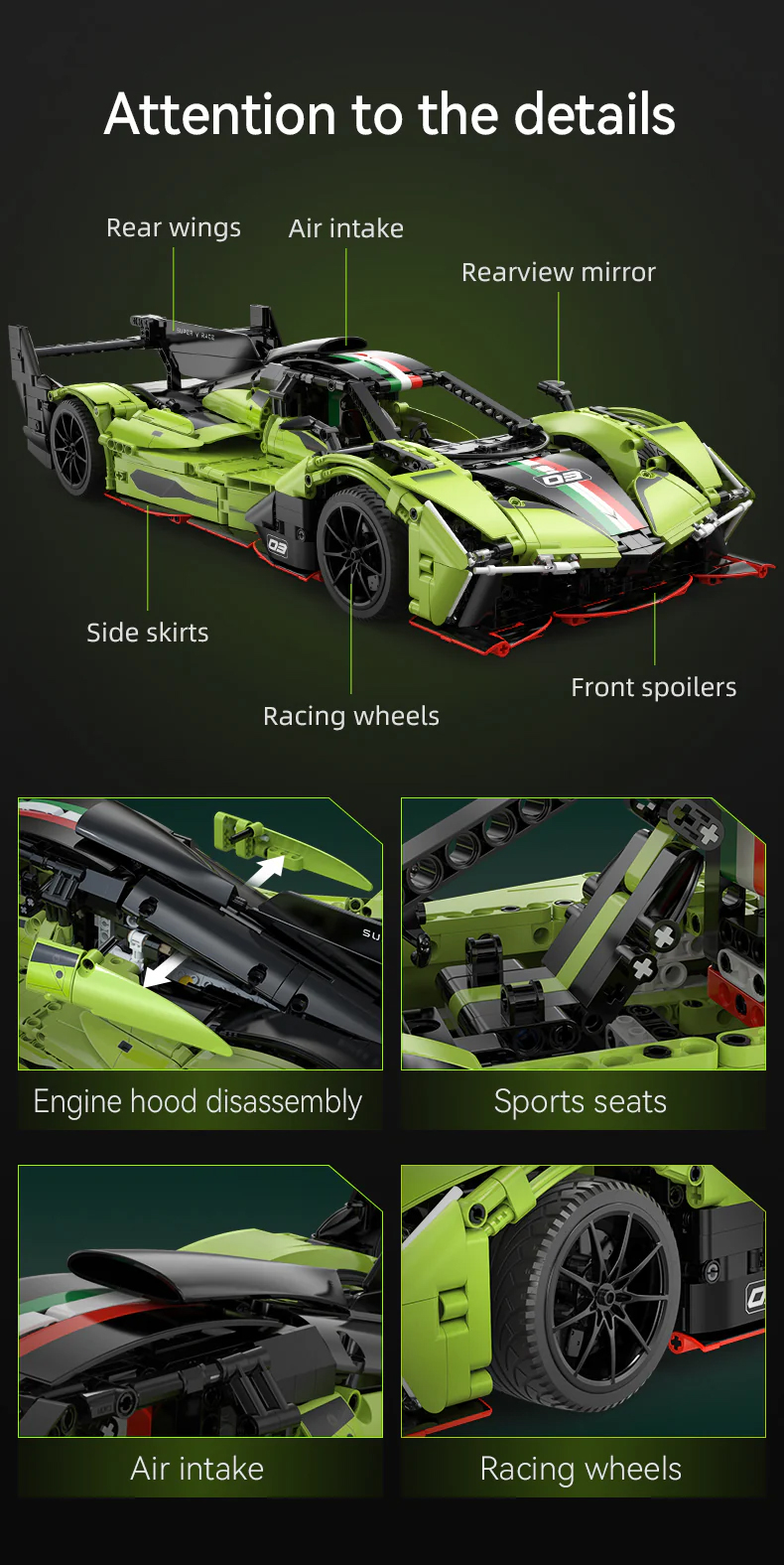 Juego de bloques de construcción CaDA C63009 Phantom Wing Supercar
