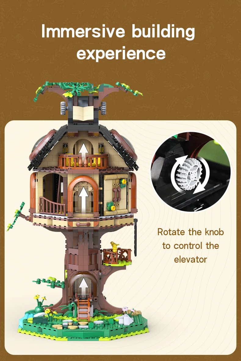Juego de bloques de construcción de biblioteca en forma de casa del árbol CADA C66013