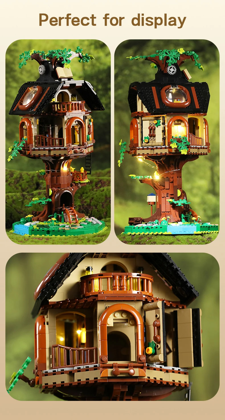Juego de bloques de construcción de biblioteca en forma de casa del árbol CADA C66013