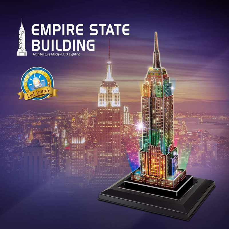 Cubicfun 3D Puzzle Empire State Building L503h With LED Lights Model Building Kits