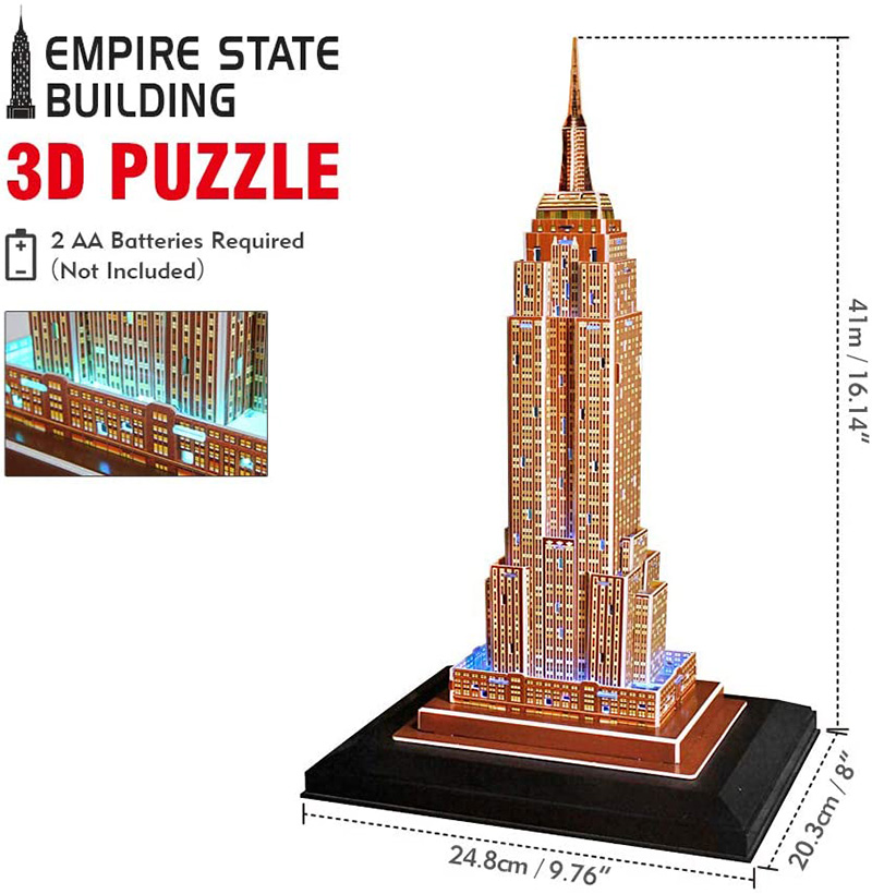Cubicfun 3D 퍼즐 엠파이어 스테이트 빌딩 L503h LED 조명 모델 빌딩 키트