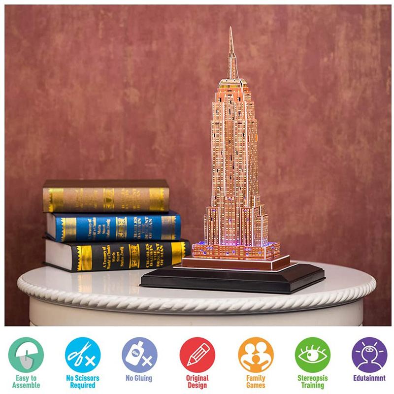 Cubicfun 3D Puzzle Empire State Building L503h With LED Lights Model Building Kits