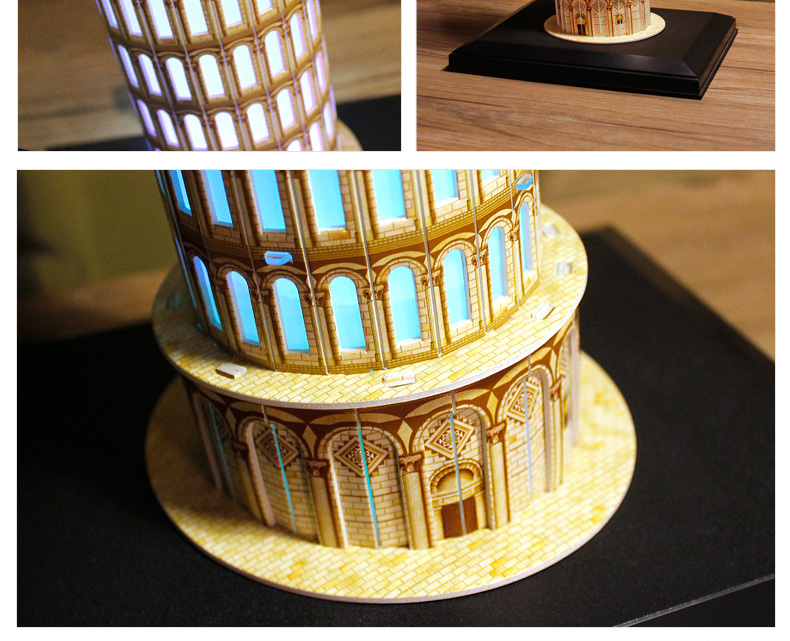 Cubicfun 3D Puzzle Leaning Tower of Pisa L502h With LED Lights Model Building Kitss