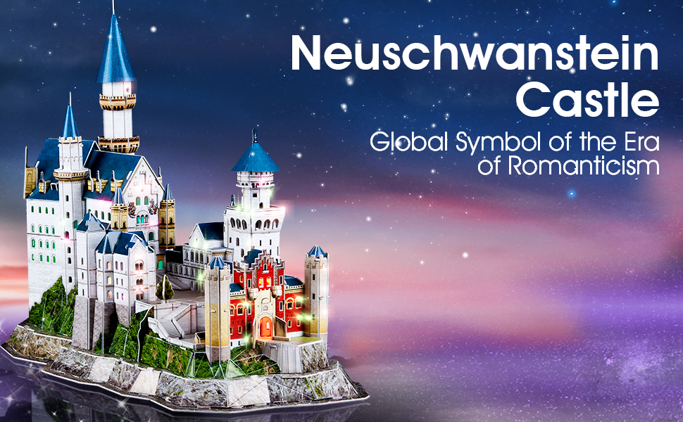 Cubicfun 3D Puzzle Neuschwanstein Castle L174h With LED Lights Model Building Kits
